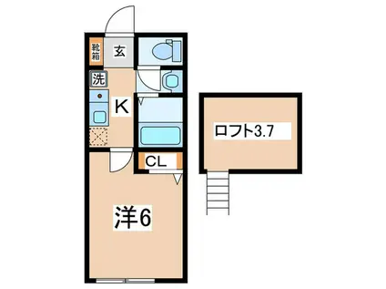 ベルテラス大倉山(1K/2階)の間取り写真