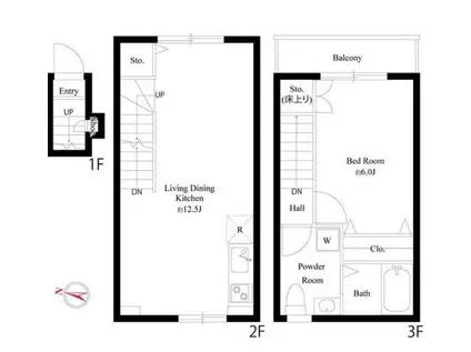 ブライトテラス大島(1LDK/2階)の間取り写真