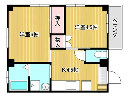 美和ハイツ(2K/2階)の間取り写真