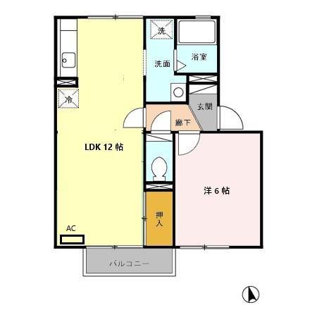 セリエA(1LDK/2階)の間取り写真