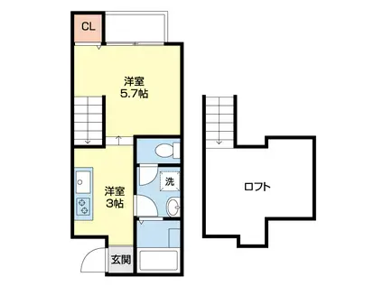 セジュール琴平(1SK/1階)の間取り写真