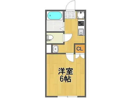 ミラベル大和田(1K/1階)の間取り写真