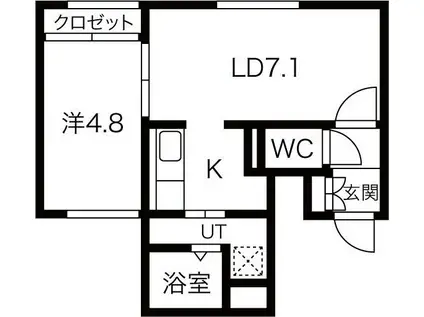 アイアール円山III(1LDK/2階)の間取り写真