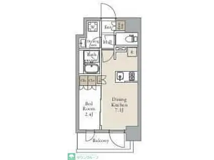 グランカーサ三ノ輪II(1DK/2階)の間取り写真