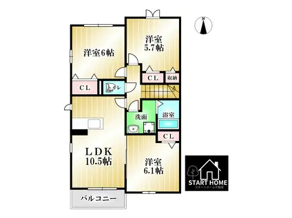 ル・グラン矢三 I(3LDK/2階)の間取り写真