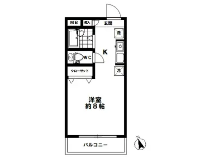 オーチャードマンション(1K/2階)の間取り写真
