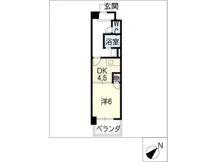 グランデール八筋(1DK/2階)の間取り写真