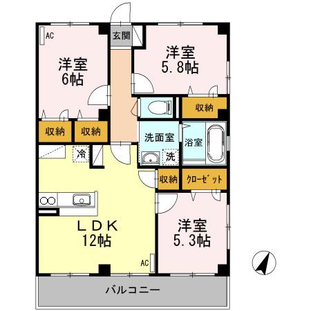 グレイスフルT(3LDK/2階)の間取り写真