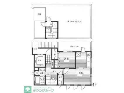 M S清澄白河(1LDK/4階)の間取り写真