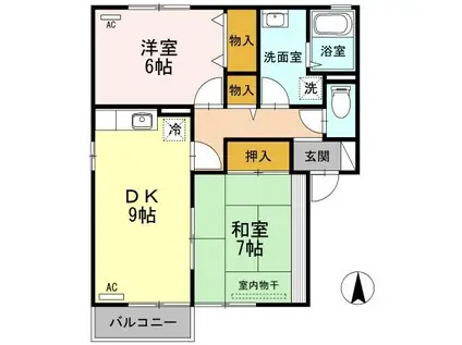 ハイツ曙I(2DK/1階)の間取り写真