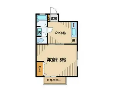プリムローズII(1DK/1階)の間取り写真