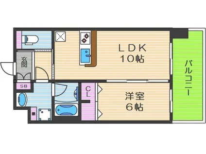 ディームス福島(1LDK/9階)の間取り写真