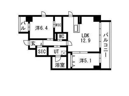 ポルタニグラ大須観音(2LDK/9階)の間取り写真