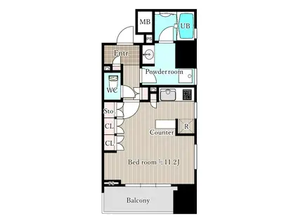 シティハウス大手前(ワンルーム/12階)の間取り写真