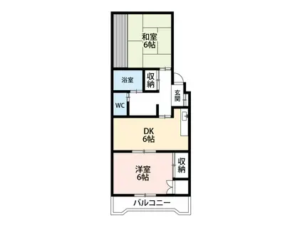 サンライズ市川(2DK/2階)の間取り写真