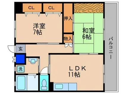 スイーヤー・将(2LDK/4階)の間取り写真