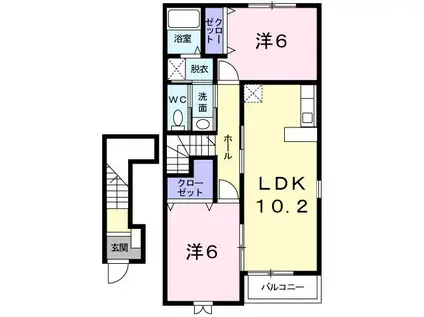 シエル・エトワレA(2LDK/2階)の間取り写真