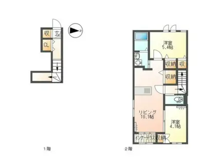 ルミナーレ上上津役(1LDK/2階)の間取り写真