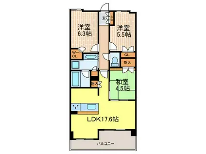 パークシュロス芦屋(3LDK/1階)の間取り写真