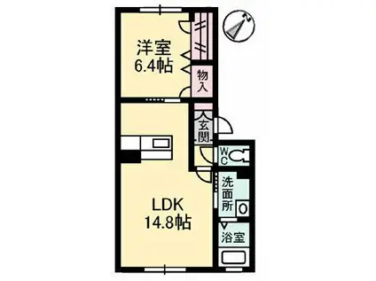 グランマスト高須(1LDK/1階)の間取り写真