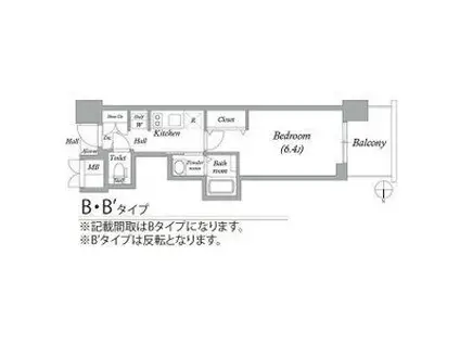 エステムコート名古屋平安通クチュール(1K/11階)の間取り写真