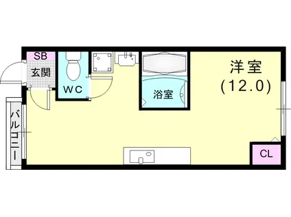 青木ビル(ワンルーム/1階)の間取り写真