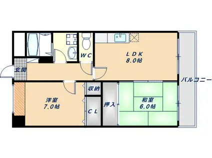 セイグレイス(2DK/2階)の間取り写真