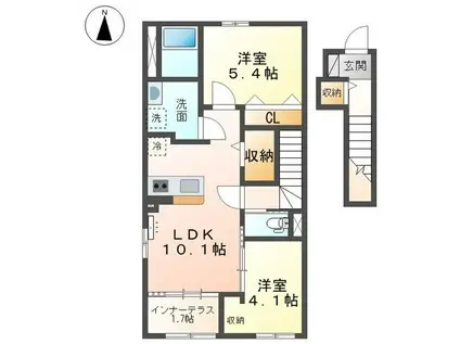 柳島アパートA棟計画(2LDK/2階)の間取り写真