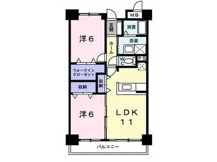 サニーレジデンス(2LDK/2階)の間取り写真