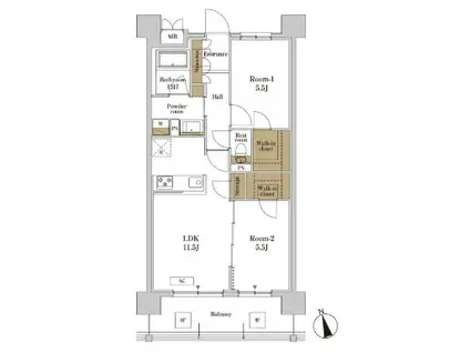 RJRプレシア川口(2LDK/9階)の間取り写真
