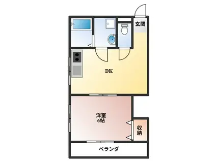 チェリーヒルズ豊中北桜塚(1DK/2階)の間取り写真