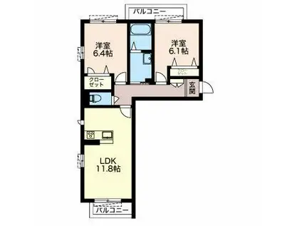 REORIENT SAKURAI (2LDK/1階)の間取り写真