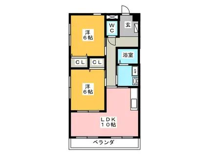 シャトーみずほ(2LDK/1階)の間取り写真