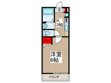 サンプレイス(1K/2階)の間取り写真