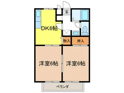 サンライフセブン(2DK/2階)の間取り写真