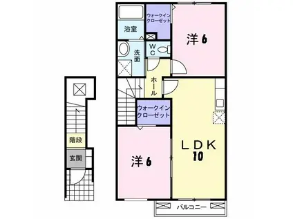 セント・フローラC(2LDK/2階)の間取り写真