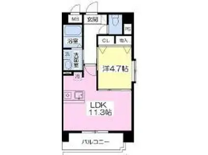 フォレストトップ大津(1LDK/3階)の間取り写真