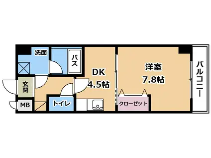 FELICIAうさぎ(1DK/9階)の間取り写真