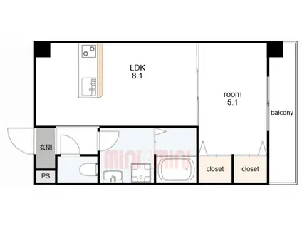 グランメール岡本(1LDK/5階)の間取り写真