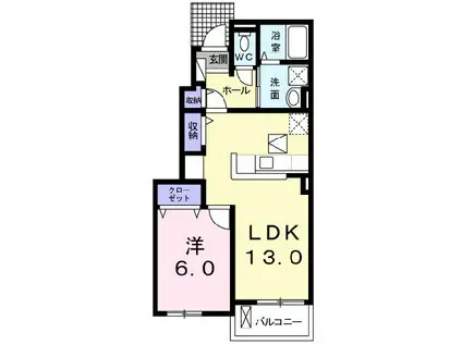 フェリオガーデン(1LDK/1階)の間取り写真