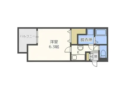メゾン夕陽ヶ丘(1K/4階)の間取り写真