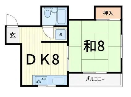 柴又ウッディビル(1DK/2階)の間取り写真