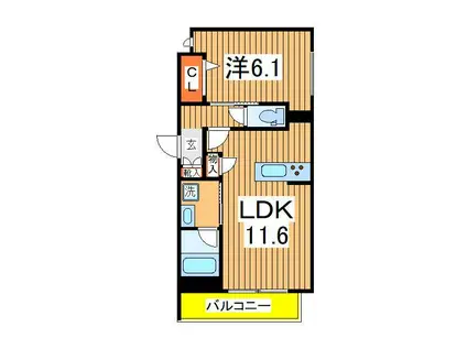 レフィアント・エヌ(1LDK/2階)の間取り写真