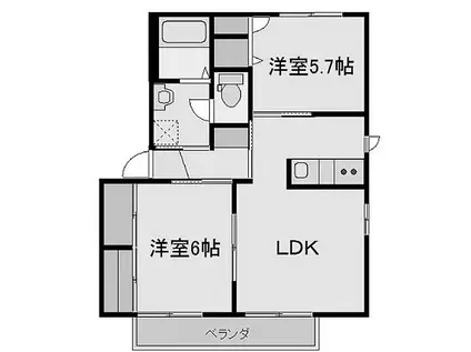アスナロ(2LDK/1階)の間取り写真