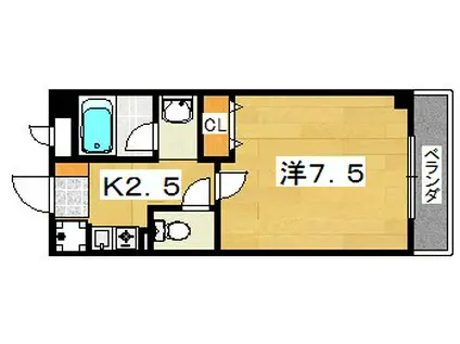 フェローズ中宮(1K/2階)の間取り写真