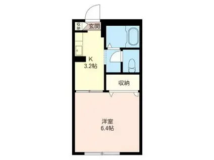 フレグランス大手(1K/2階)の間取り写真