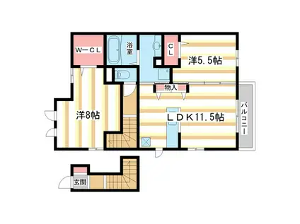 グランデュオII(2LDK/2階)の間取り写真