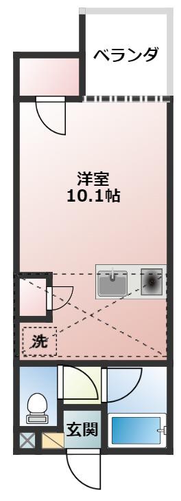 セザンヌ南栄(ワンルーム/1階)の間取り写真