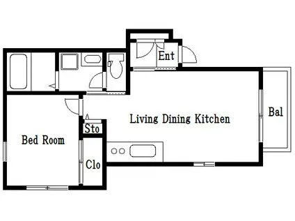 ベルリード亀戸(1LDK/1階)の間取り写真