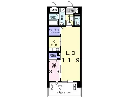 パークセントラル名取(1LDK/2階)の間取り写真